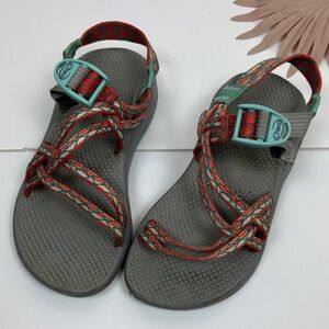 Chaco Women's Red and Green Strappy Sandals - Size 6